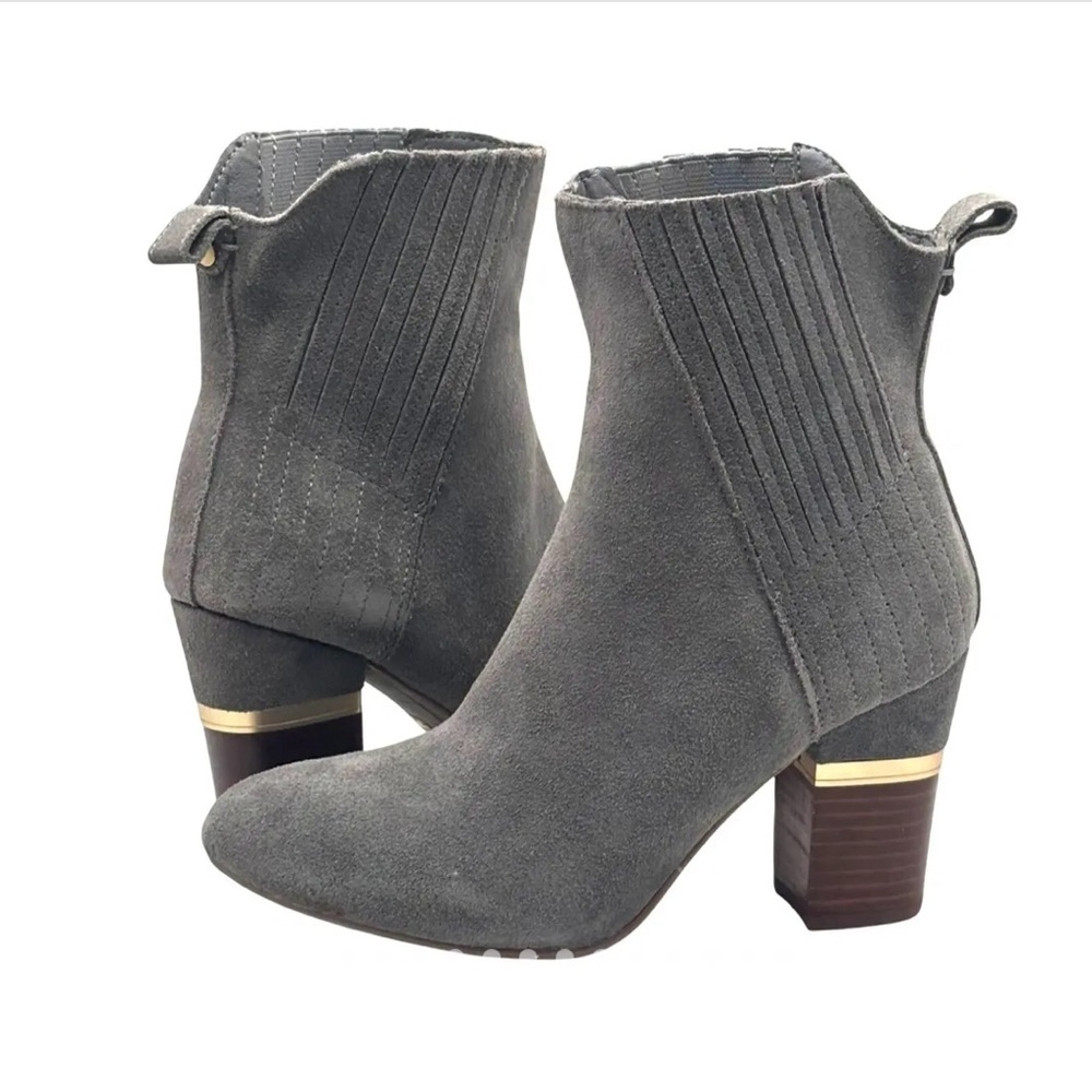 (EUC)  LUCCA Lane Jadia Gray Suede Block-Heel Ankle Boots “Like New”